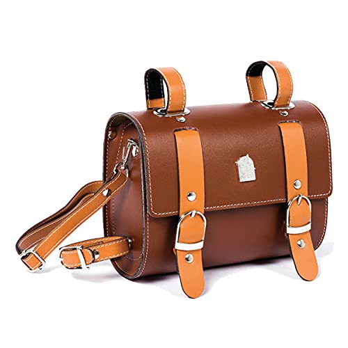 TentHome Retro Fahrradtasche Satteltasche Leder PU Lenkertasche Rahmentasche Werkzeugtasche für Gepäckträger Fahrradgepäcktasche Vintage Sattel Vorne Hinten Braun Radfahren Zubehör von TentHome