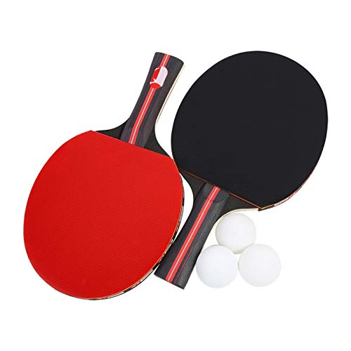 Teror Tischtennis, Boliprince Tischtennispaddel 2-Spieler Tischtennisschläger mit 3 Bällen für Shake-Hand-Grip-Spieler von Teror
