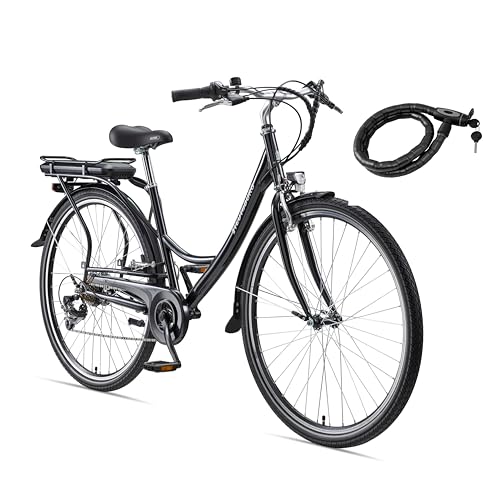 Teutoburg Senne Fahrrad Pedelec Citybike Elektrofahrrad schwarz, E-Bike 28 Zoll, 10,4 Ah/36V Lithium Ionen Akku, 7-Gang Shimano-Kettenschaltung, inkl. Panzerkabelschloss Teutoburg Senne Fahrrad Pedelec Citybike Elektrofahrrad schwarz, E-Bike 28 Zoll, 10,4 Ah/36V Lithium Ionen Akku, 7-Gang Shimano-Kettenschaltung, inkl. Panzerkabelschloss von Teutoburg