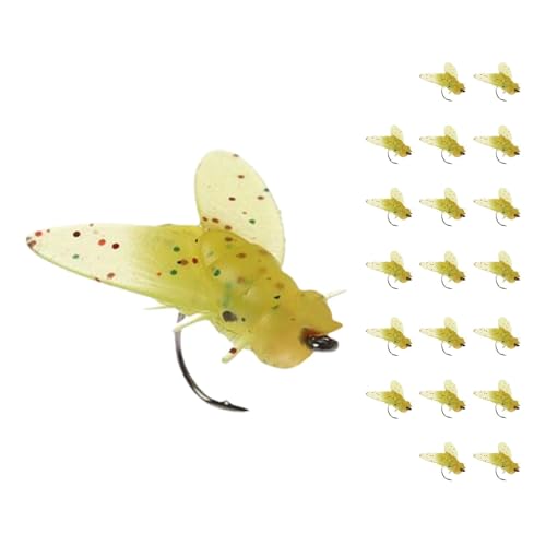 Fliegenfischen Fliegen Set | 20 Stück Fliegenfischköder | Bionic Fly Fishing Bait | Soft Bait Add Fish Attractant Fishing Gear | Bionischer Fliegenfischer Köder | Bionischer Köder Zum Fliegenfischen von Tewzafiya