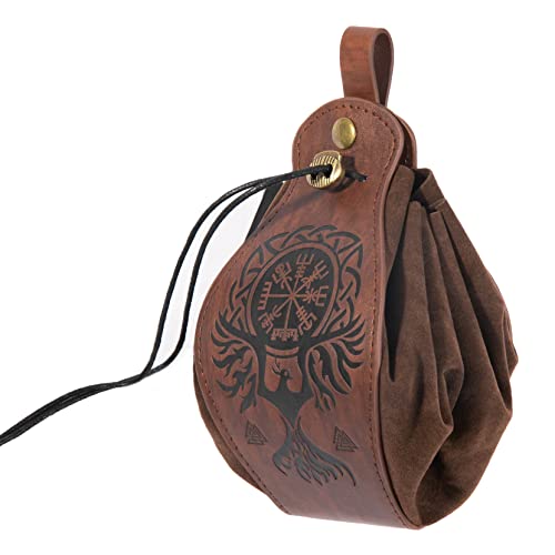 Mittelalterliche Kunstleder-Wikingertasche, nordische Kompassmuster-Geldbörse, Kordelzug-Geldbörse Fanny Pack, Tragbare Brieftasche, Vintage-Gürteltasche, modische Geldbörse für Männer und Frauen Mittelalterliche Kunstleder-Wikingertasche, nordische Kompassmuster-Geldbörse, Kordelzug-Geldbörse Fanny Pack, Tragbare Brieftasche, Vintage-Gürteltasche, modische Geldbörse für Männer und Frauen von Thajaling