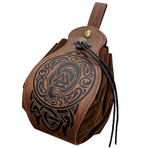 Mittelalterliche Kunstleder-Wikingertasche, nordische Kompassmuster-Geldbörse, Kordelzug-Geldbörse Fanny Pack, Tragbare Brieftasche, Vintage-Gürteltasche, modische Geldbörse für Männer und Frauen Mittelalterliche Kunstleder-Wikingertasche, nordische Kompassmuster-Geldbörse, Kordelzug-Geldbörse Fanny Pack, Tragbare Brieftasche, Vintage-Gürteltasche, modische Geldbörse für Männer und Frauen von Thajaling