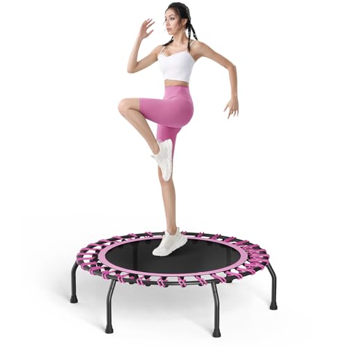 The Fellie Rebounder Trampolin für Erwachsene, 101,6 cm, Mini-Trampolin, Indoor-Fitness-Trampoline, kleiner Bungee-Rebounder für Workout-Übungen, Rosa von The Fellie