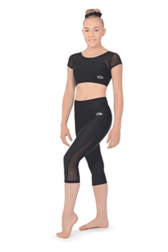 The Zone Capri Leggins aus mattem Nylon/Lycra und Netz 36 Schwarz von The Zone