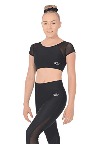 The Zone Dancewear Central Ärmelloses Gymnnastikoberteil aus mattem Nylon/Lycra und Netz 24 Schwarz von The Zone