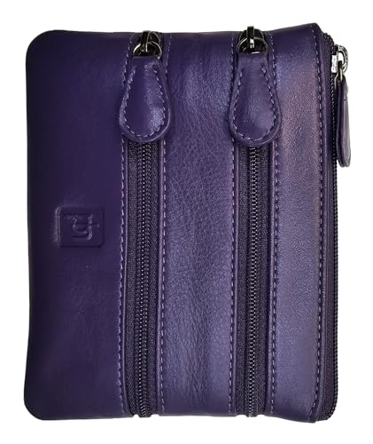 Uni Geldbörse aus hochwertigem Echtleder, mehrere Fächer, Münztasche, violett, Münztasche von TheGloveHut