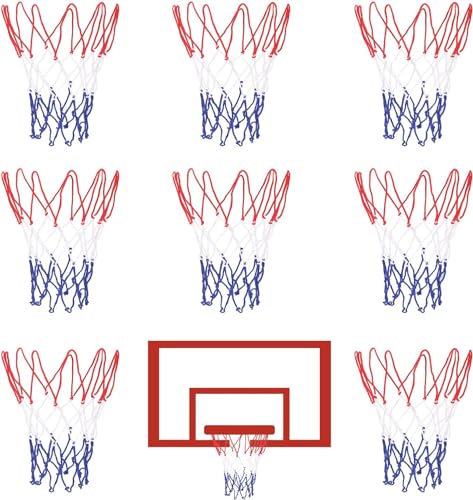 Mini-Basketballnetze, Ersatz für 20,3 cm - 26 cm Basketballfelgen mit 10 Schlaufen, Nylon, kleines Basketballkorbnetz für Kinder im Innen- und Außenbereich, 8 Stück von Theaque