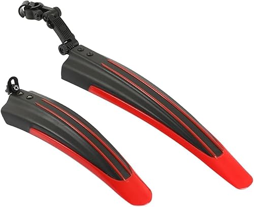 Theaque Verstellbares Schutzblech-Set für Rennrad, Mountainbike, Fahrrad, Reifen, vorne/hinten, Rot von Theaque
