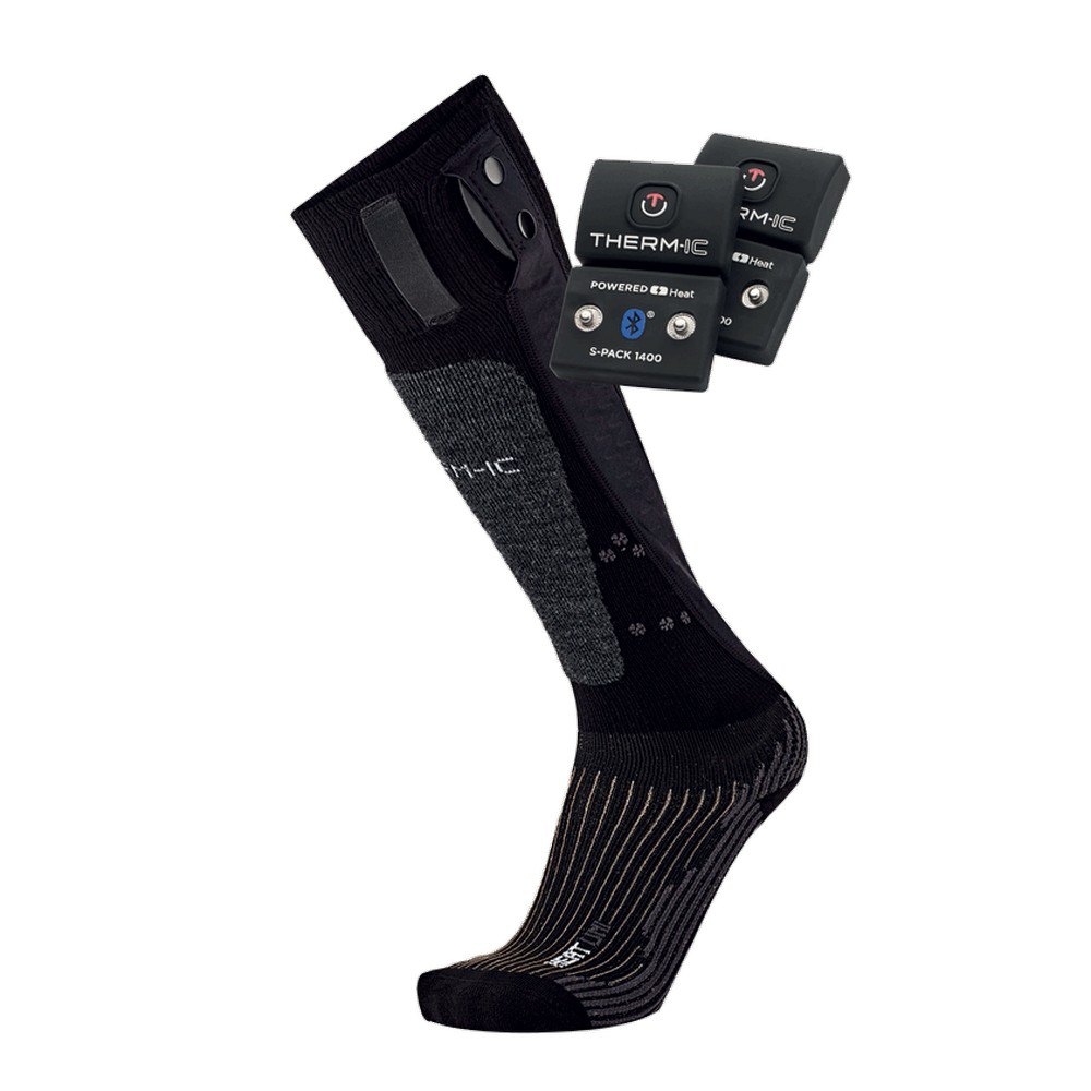 Therm-ic Set Heat Uni Heated Ski Socks+s-pack 1400b Bluetooth Batteries Schwarz EU 35-38 Mann von Therm-ic