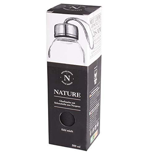 Thermo Rex Glastrinkflasche 500ml schwarz | Glasflasche mit Schutzhülle aus Neopren | 2,8 MM Schützhülle aus Neopren | Trinkflasche Thermo Rex Glastrinkflasche 500ml schwarz | Glasflasche mit Schutzhülle aus Neopren | 2,8 MM Schützhülle aus Neopren | Trinkflasche von Thermo Rex
