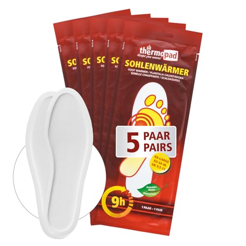 THERMOPAD 5 Paar Sohlenwärmer (erhältlich in 5 Größen) - DAS ORIGINAL: 5er-Box mit Wärmepads (Einlegesohle) für 8 Stunden Wärme I Fußwärmer Pads I Extra warme Wärmesohle XL für Schuhe & Skischuhe THERMOPAD 5 Paar Sohlenwärmer (erhältlich in 5 Größen) - DAS ORIGINAL: 5er-Box mit Wärmepads (Einlegesohle) für 8 Stunden Wärme I Fußwärmer Pads I Extra warme Wärmesohle XL für Schuhe & Skischuhe von Thermopad