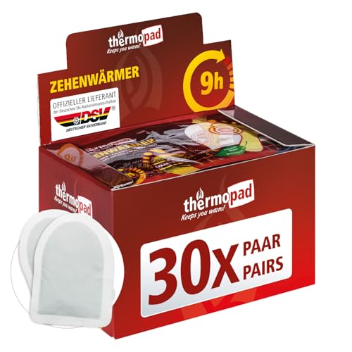 THERMOPAD Zehenwärmer – DAS ORIGINAL: 30 Paar Wärmepads für 8 Stunden Wärme I Sofort einsatzbereite Fußwärmer I Extra Warmer Fusswärmer – ideal für Outdoor-Aktivitäten & Ski-Schuhe I Fuss-Wärmekissen THERMOPAD Zehenwärmer – DAS ORIGINAL: 30 Paar Wärmepads für 8 Stunden Wärme I Sofort einsatzbereite Fußwärmer I Extra Warmer Fusswärmer – ideal für Outdoor-Aktivitäten & Ski-Schuhe I Fuss-Wärmekissen von Thermopad