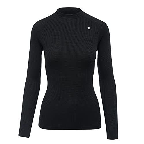 Thermowave Originals Thermounterwäsche Damen Langarm - Sport Langarmshirt Damen - Longsleeve Damen Unterhemd Warme Leicht Quick Dry Wicking Wandern Laufen Fahrrad Skifahren Thermo Shirt - Schwarz, L von Thermowave