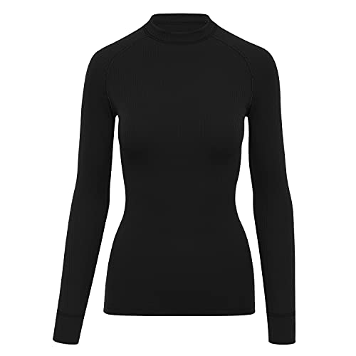 Thermowave Progressive Sport Langarm Unterhemd Frauen, Leichte Unterhemd Langarm Laufshirt, Quick Dry Unterwäsche Sport Langarm für Frauen, Baselayer Damen Laufen Fahrrad Skifahren - Schwarz, L von Thermowave