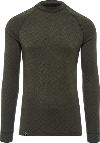 Thermowave Xtreme Merino Unterwäsche Herren - Thermounterwäsche Herren - Merino Shirt Herren - Thermo Unterwäsche Männer Winter Optimaler Feuchtigkeitstransport 220 GSM, Waldgrün/Schwarz, M von Thermowave