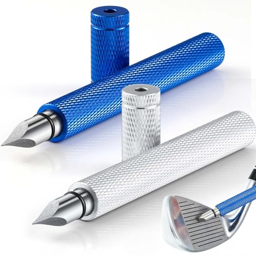 2 Stück Golfschläger-Rillenschärfer, 10,9 cm, Rillenschärfer, Werkzeug zum Nachfräsen, Reiniger für Keile, Eisen, Golfbälle (blau, silber) von Therwen