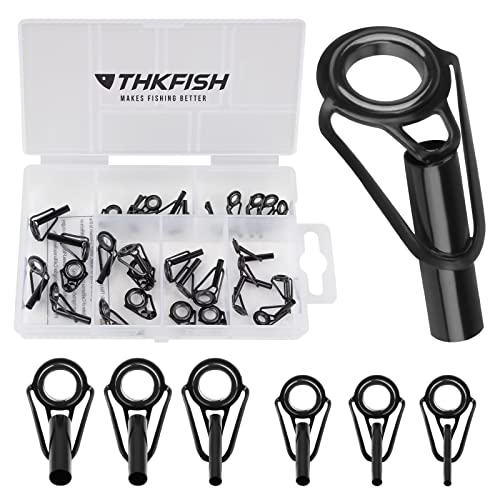 THKFISH Angelrute Reparatur Spitzenring Rutenring Angelrutenteile Tip Tops Schwarzer Edelstahl Keramik Spitzenringe Großer Stil 30Stück THKFISH Angelrute Reparatur Spitzenring Rutenring Angelrutenteile Tip Tops Schwarzer Edelstahl Keramik Spitzenringe Großer Stil 30Stück von THKFISH
