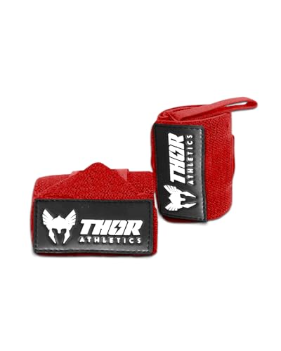 Thor Athletics Handgelenk Bandagen [Wrist Wraps] 60cm – Handgelenkbandage für Fitness, Bodybuilding, Kraftsport, Powerlifting, Crossfit, Kreuzheben & Gewichtheben (Extra Stark, Rot) von Thor Athletics