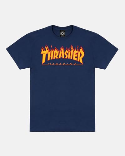 Thrasher Flame T-Shirt für Herren XL Marineblau von Thrasher