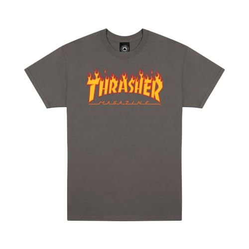 THRASHER Flame T-Shirt für Herren XL Kohlegrau von Thrasher