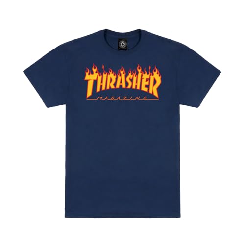 THRASHER Flame T-Shirt für Herren S Marineblau von Thrasher