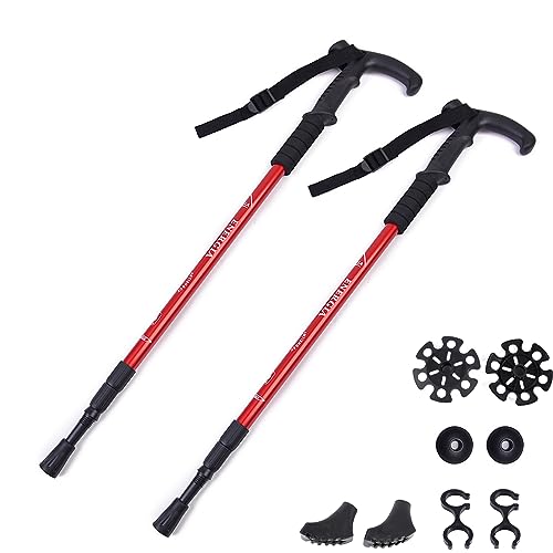 ThreeH 2 Pack T Griff Wanderstöcke 2 Pack Wanderstöcke Trekkingstöcke Ultraleichte Aluminiumlegierung Anti-Schock Wanderstöcke für Camping Reisen Wandern Senior Rot ThreeH 2 Pack T Griff Wanderstöcke 2 Pack Wanderstöcke Trekkingstöcke Ultraleichte Aluminiumlegierung Anti-Schock Wanderstöcke für Camping Reisen Wandern Senior Rot von ThreeH