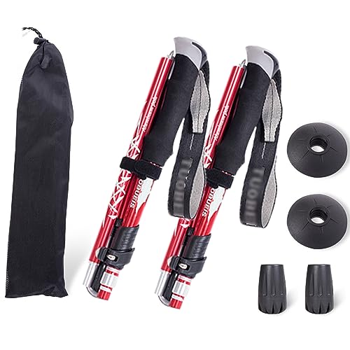 ThreeH 2 Packung Wander-Trekkingstöcke Leichte Wanderstöcke Aluminiumlegierung Wanderstöcke mit Schnellverschluss System Campingstöcke für Männer Frauen Senioren Rot ThreeH 2 Packung Wander-Trekkingstöcke Leichte Wanderstöcke Aluminiumlegierung Wanderstöcke mit Schnellverschluss System Campingstöcke für Männer Frauen Senioren Rot von ThreeH