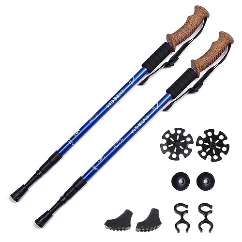 ThreeH 2er Pack Wanderstöcke mit Korkgriffen Quick Lock System Anti Shock Wanderstöcke Verstellbare Stöcke für Mountain Trekking Wandern Blau ThreeH 2er Pack Wanderstöcke mit Korkgriffen Quick Lock System Anti Shock Wanderstöcke Verstellbare Stöcke für Mountain Trekking Wandern Blau von ThreeH