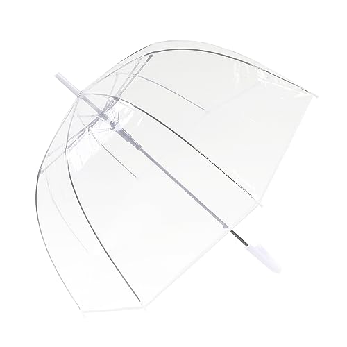 ThreeH Klarer Regenschirm Winddicht Romantisch Kuppel Regenschirm Automatisch Offen Transparent POE Baldachin für Hochzeiten,Weiß von ThreeH