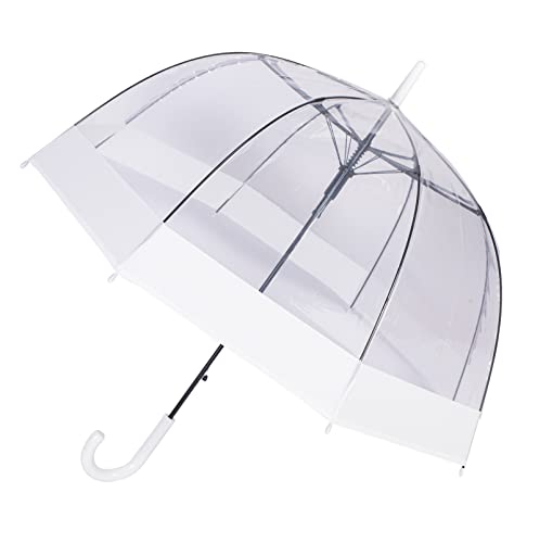 ThreeH Transparenter Regenschirm Lightwight winddichte Bubble Dome mit griffigem Griff für Frauen Mädchen Stick Rain Hochzeitsschirm, Weiß von ThreeH