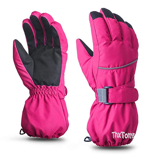 ThxToms Kinder Ski Handschuhe Winter Skihandschuhe -15℃ | Winddicht Wasserdicht Warm | Oxford Palme Verdickt Kalt Wetter | Outdoor Sports Snowboard Skifahren | für Junge Mädchen von ThxToms