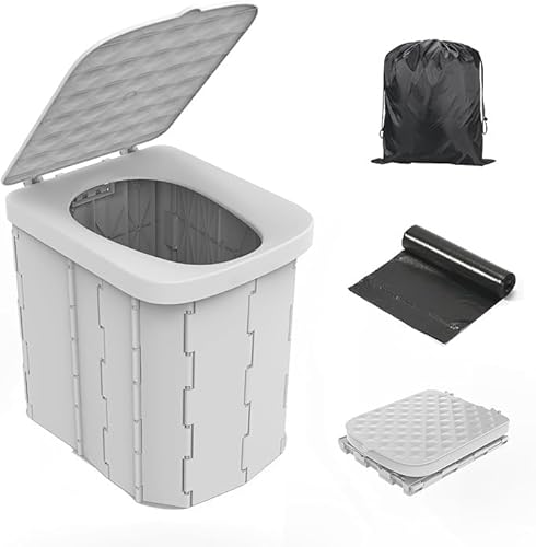 TiLLOw Tragbare Toilette Outdoor-Camping-Toilette Angeltoilette Wohnmobil-Toilette Faltbarer Toiletteneimer Tragbare Toilette Campingtoilette Camping-WC(Grau) von TiLLOw