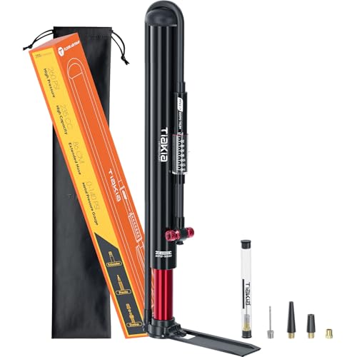 Tiakia Fahrrad Standpumpe mit Manometer Hochdruck Kompakte Fahrradpumpe Aluminium Reifenpumpe Tragbare Bike Luftpumpe Schrader Presta Ventil für Straße Mountainbike (Standpumpe 260PSI/18BAR) Tiakia Fahrrad Standpumpe mit Manometer Hochdruck Kompakte Fahrradpumpe Aluminium Reifenpumpe Tragbare Bike Luftpumpe Schrader Presta Ventil für Straße Mountainbike (Standpumpe 260PSI/18BAR) von Tiakia