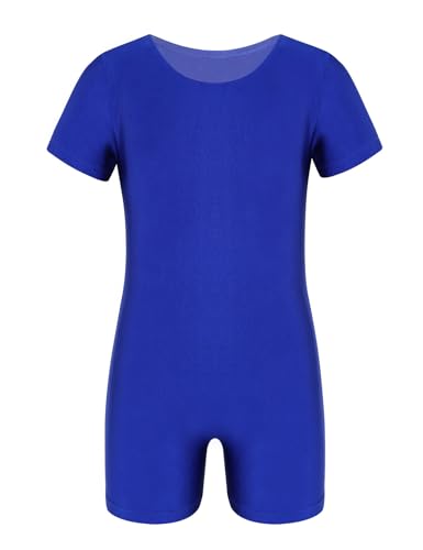 TiaoBug Ballett Trikot Mädchen Ballettanzug Ärmellos Tanzbody mit Sport Shorts Kurze Hose Bein Turnanzug Ballett Gymnastik Leotard Kinder Ballettkleidung gr. 92-164 Blau C 110-116 von TiaoBug