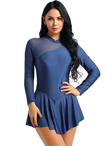 TiaoBug Damen Eiskunstlauf Kleider Langarm Ballettkleid Tanzkleider Ballett Tanz Gymnastik Body mit Faltenrock Bekleidung Navy Blau M TiaoBug Damen Eiskunstlauf Kleider Langarm Ballettkleid Tanzkleider Ballett Tanz Gymnastik Body mit Faltenrock Bekleidung Navy Blau M von TiaoBug
