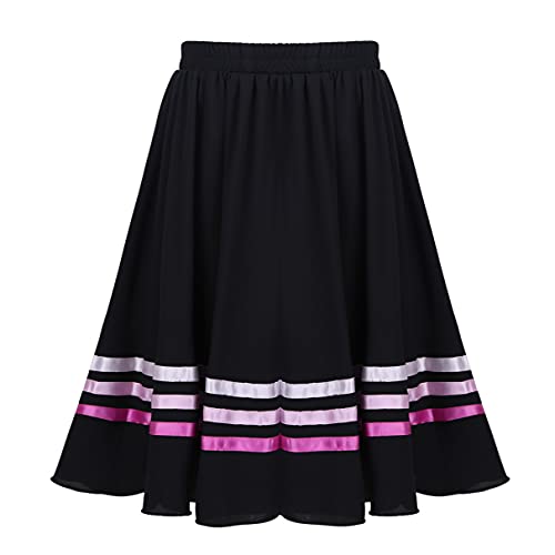 TiaoBug Damen Mädchen Ballett Midi Rock Knielang Einfarbig A-Linie Faltenrock Plissee Rock für Kinder Tanzrock Ballettkleidung gr. 116-164 Schwarz&Pink C 128 TiaoBug Damen Mädchen Ballett Midi Rock Knielang Einfarbig A-Linie Faltenrock Plissee Rock für Kinder Tanzrock Ballettkleidung gr. 116-164 Schwarz&Pink C 128 von TiaoBug