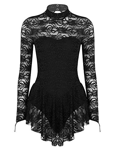 TiaoBug Damen Spitzen Eiskunstlauf Kleid Langarm Ballettkleid Rollkragen Ballettanzug Asymmetrisches Tanzkleid Gymnastikanzug Leotard Trikot Ballettkleidung gr. XS-XL Schwarz S TiaoBug Damen Spitzen Eiskunstlauf Kleid Langarm Ballettkleid Rollkragen Ballettanzug Asymmetrisches Tanzkleid Gymnastikanzug Leotard Trikot Ballettkleidung gr. XS-XL Schwarz S von TiaoBug
