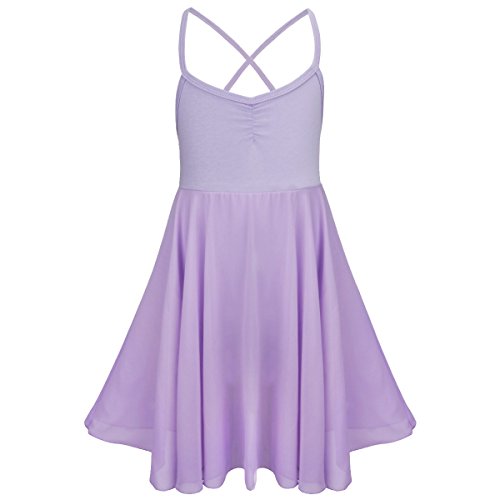 TiaoBug Kinder Mädchen Ballettkleid Ballettanzug Ballett Trikot Kleid mit Chiffon Rock in Weiß Schwarz Rosa Lavender Lavender 110-116 TiaoBug Kinder Mädchen Ballettkleid Ballettanzug Ballett Trikot Kleid mit Chiffon Rock in Weiß Schwarz Rosa Lavender Lavender 110-116 von TiaoBug