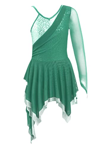 TiaoBug Mädchen Eiskunstlauf Kleid Langarm Ballettkleid Gerafft Tanzkleid mit Glitzer Kinder Turnanzug Gymnastik Leotards Ballett Tutu Mini Skater Rock gr.110-164 Mint Grün D 170-176 TiaoBug Mädchen Eiskunstlauf Kleid Langarm Ballettkleid Gerafft Tanzkleid mit Glitzer Kinder Turnanzug Gymnastik Leotards Ballett Tutu Mini Skater Rock gr.110-164 Mint Grün D 170-176 von TiaoBug