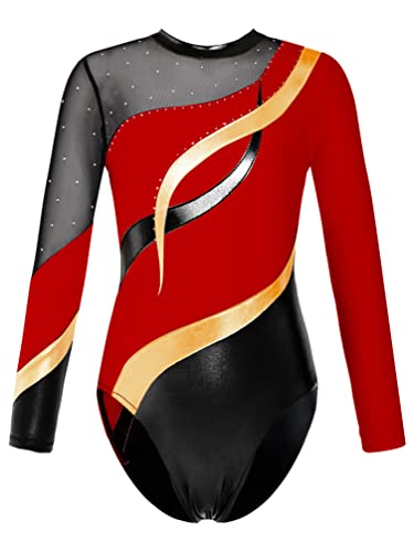 TiaoBug Turnanzug für Mädchen Langarm Ballettanzug Ballett Trikot Strassstein Gymnastikanzug Leotard Overall Eiskunstlauf Kleid gr. 98-176 Rot I 146-152 TiaoBug Turnanzug für Mädchen Langarm Ballettanzug Ballett Trikot Strassstein Gymnastikanzug Leotard Overall Eiskunstlauf Kleid gr. 98-176 Rot I 146-152 von TiaoBug