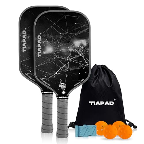 Tiapad Pickleball-Paddel aus Fiberglas, langer Griff, 14 cm Griff von Tiapad