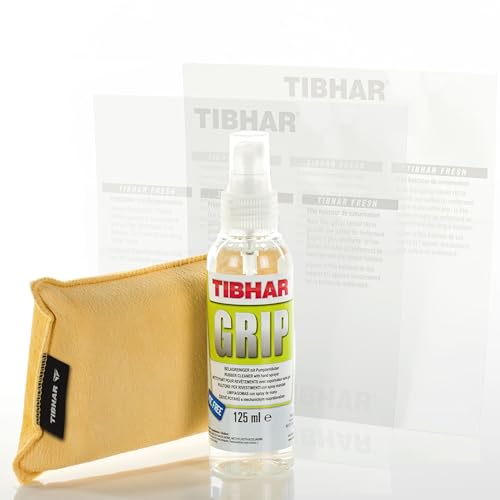 TIBHAR Tischtennis Reinigungsset Plus 2X Schutzfolie Fresh | Belag-Reiniger Grip mit Kombi-Schwamm | Reiniger-Set | Belagspray | Pumpspray | 125ml TIBHAR Tischtennis Reinigungsset Plus 2X Schutzfolie Fresh | Belag-Reiniger Grip mit Kombi-Schwamm | Reiniger-Set | Belagspray | Pumpspray | 125ml von Tibhar
