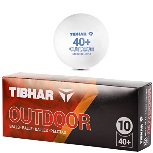 Tibhar Tischtennisbälle Outdoor 40+ |Tischtennis Bälle für draußen | weiß | 10 Stück von Tibhar