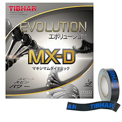 Tibhar Tischtennis-Belag Evolution MX-D + Kantenband | Härtegrad: 50.3~52.3 | roter, grobporiger Schwamm (schwarz~ 1,9-2,0mm) von Tibhar
