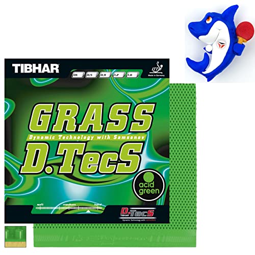 Tibhar Tischtennis-Belag Grass D-Tecs Acid Green 3D-Magnet Hai | Härtegrad: 47,5 | grüne Oberfläche | Lange Noppen (1,2mm) von Tibhar