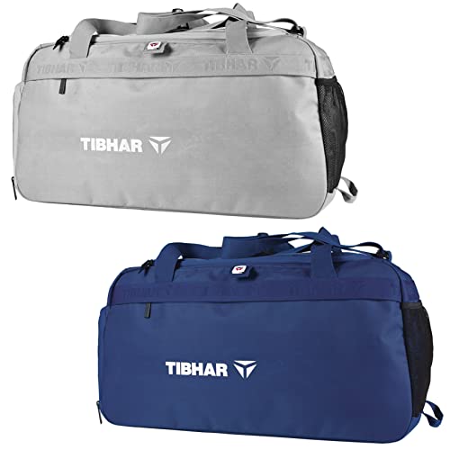 Tibhar Tischtennis Tasche Hong-Kong mit Seitentaschen | Tischtennis Sporttasche | Trainings-Tasche | Reisetasche | grau | Marine (Marine) von Tibhar