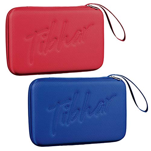 Tibhar Tischtennisschläger Hülle Grid für bis zu 2 Schläger | eckig | Leichter Tischtennisschläger Koffer | blau | rot (rot) von Tibhar
