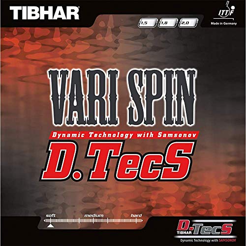 Tibhar Vari Spin D. TecS Tischtennis Gummi, Rot, 1.8 Tibhar Vari Spin D. TecS Tischtennis Gummi, Rot, 1.8 von Tibhar