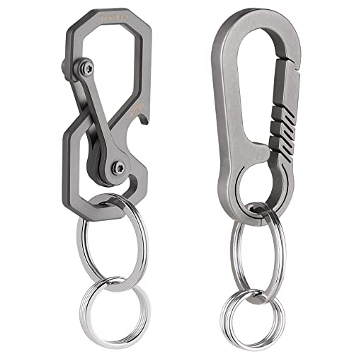 2 Stück Schlüsselanhänger Titan Karabiner Clips für Schlüssel Schlüsselhalter Karabiner Clip Schnellverschluss Multi-Tool Schlüsselhalter mit Flaschenöffner und TaschenschlüsselclipTitan von Tibitdeer