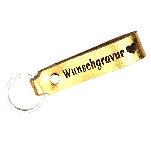 TIDERO Schlüsselanhänger Leder mit Wunschgravur, individuelle Gravur - personalisiert Schlüsselbund Namen Auto - Geschenk für Männer Frauen - 100% Handmade in Germany - Gold TIDERO Schlüsselanhänger Leder mit Wunschgravur, individuelle Gravur - personalisiert Schlüsselbund Namen Auto - Geschenk für Männer Frauen - 100% Handmade in Germany - Gold von Tidero